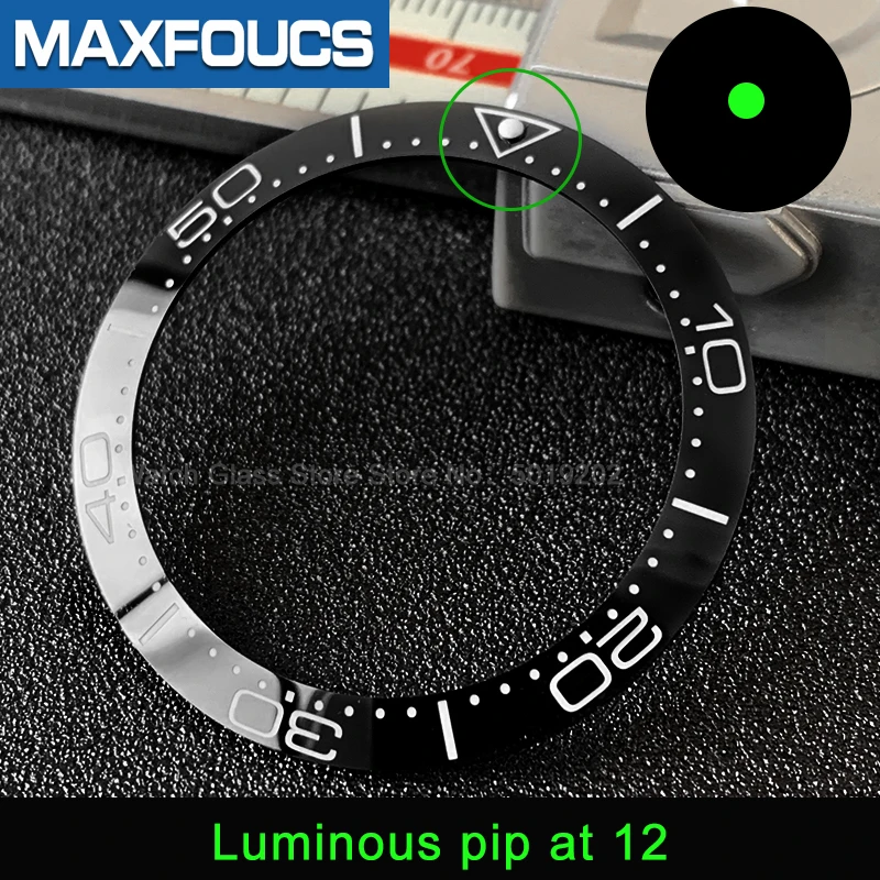 Luminous Sloped Ceramic Bezel insert  Slopping bezel 38*30.6mm For OMG Sea master series  MOD watch parts