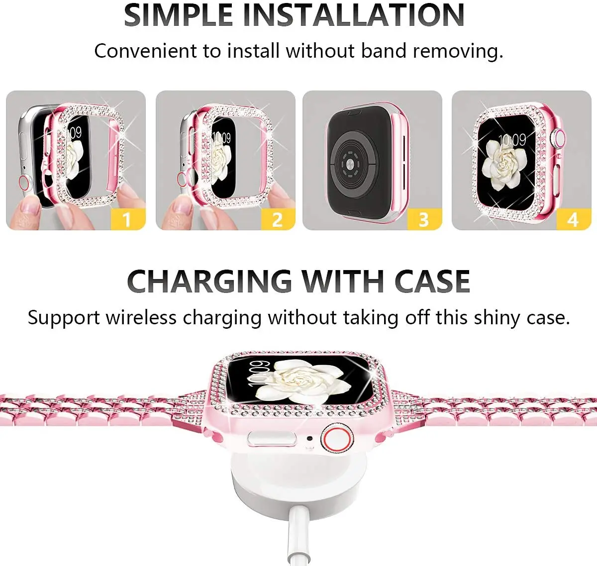 

Bling Diamond Protective Bumper For Apple Watch Case 38mm 42mm iWatch 3 2 1 Screen Protector Frame for iWatch 40mm 44mm SE 6 5 4