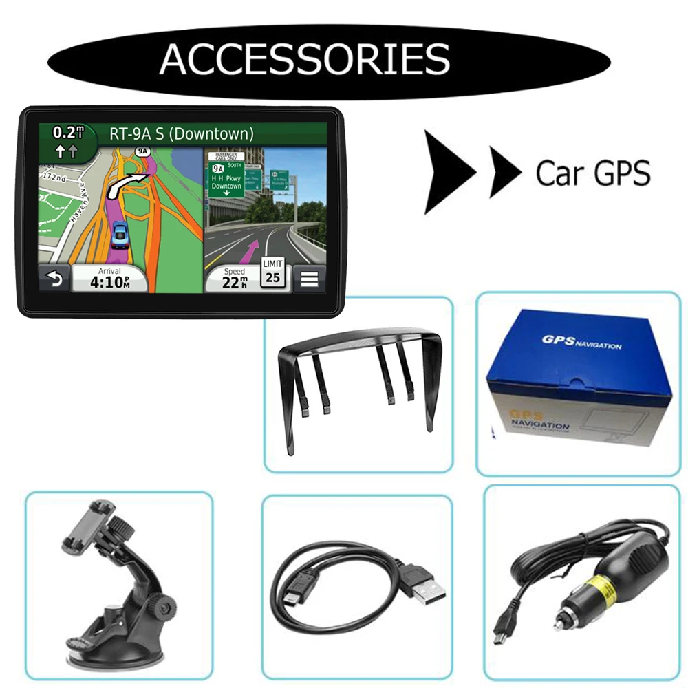 Устройство навигации 7 дюймовый GPS навигатор ЖК экран FM Navitel saatellite navigationFree