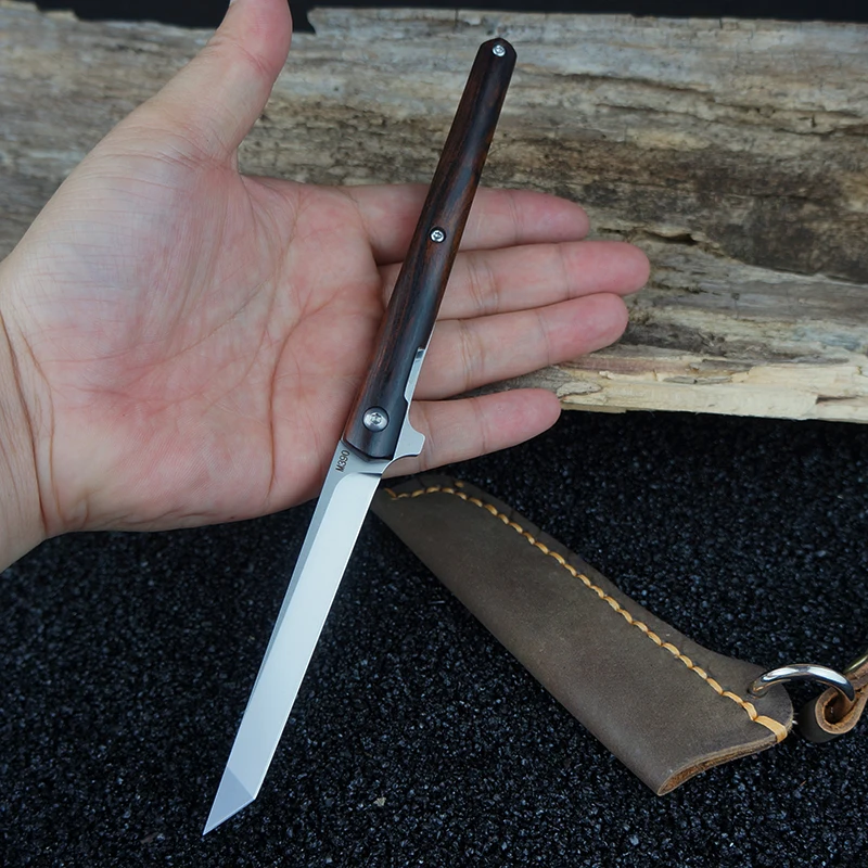 Outdoor survival folding knife ball bearing M390 steel desert iron wood camping hunting pocket knife EDC tool car multi-tool