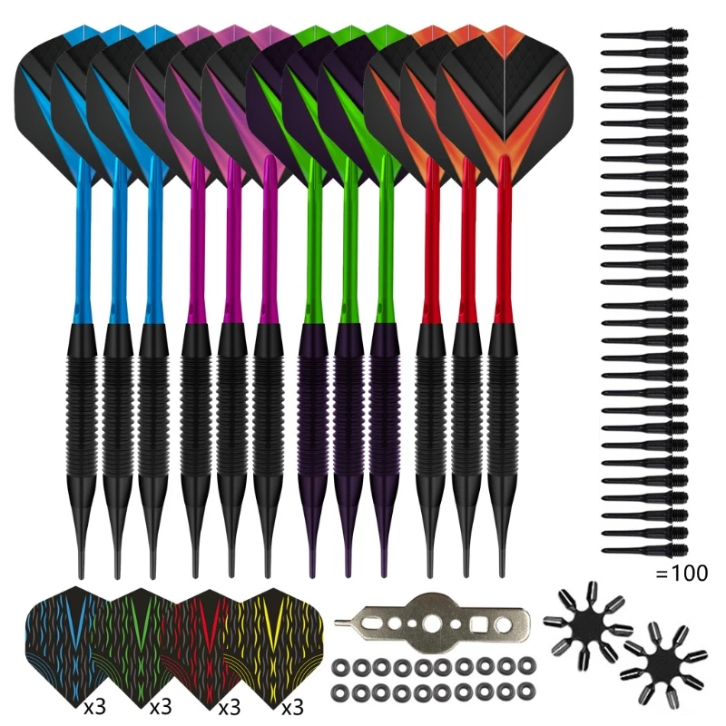 

2021 New Nylon Tip Darts 12Pcs Sets Nonslip Iron Barrel Aluminum Shaft Dart Shafts Flight