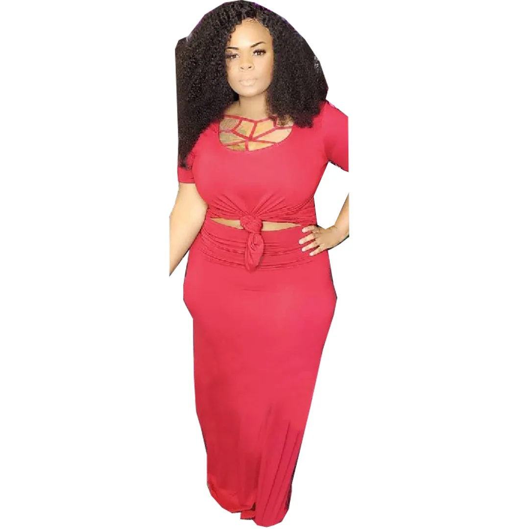 

2021 summer new fashion hollow collar two-piece dress sexy dress