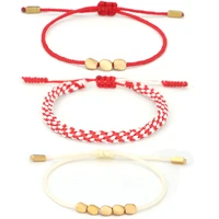3pcsset lucky rope corn knot bracelet set women handmade tibetan copper beads charm lucky braclet for men