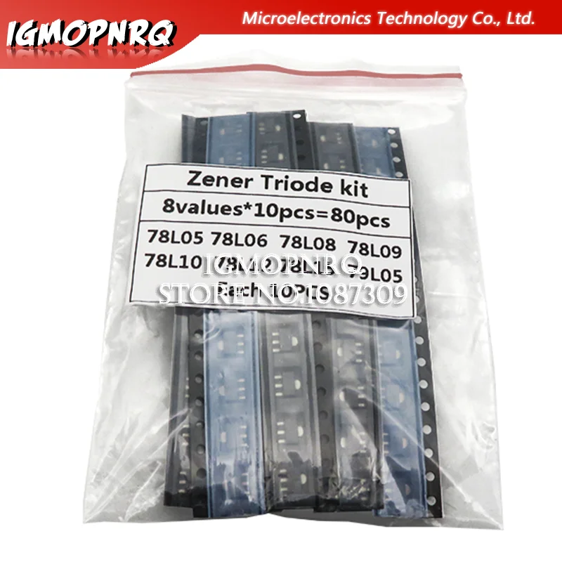 

SOT-89 SMD transistor Assorted KIT Total contains 78L05 78L06 78L08 78L09 78L10 78L12 78L15 79L05 8kinds X10PCS=80PCS