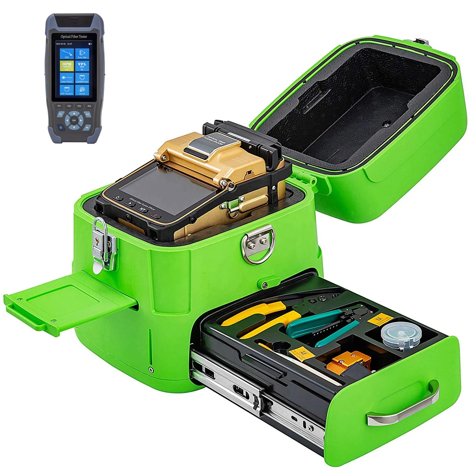 

980REV mini pro OTDR рефлектометр 9 в 1 прибор КПМ операции VFL карта событий, RJ45 поставляется с AI-8 дуговой сварочный аппарат