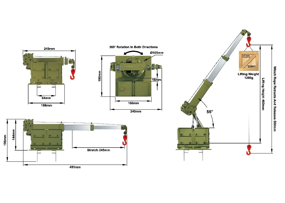 HG 1/12 масштаб подъемный кран для RC военный тягач 8*8 P802 Автомобиль DIY TH16381