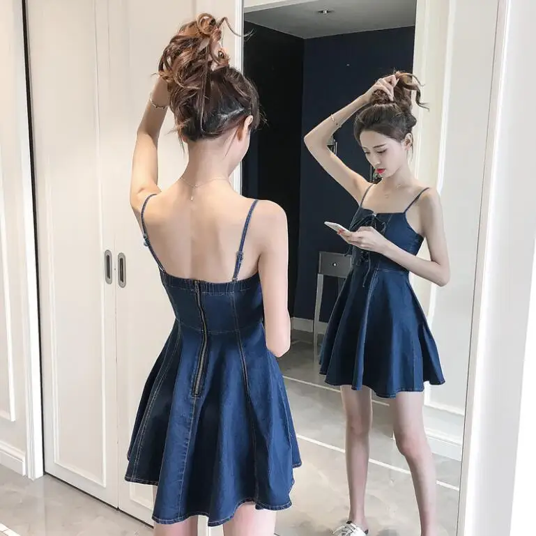 

2020 Summer Sexy Denim Dresses Women Dress Square Collar Sleeveless Jeans Dresses Bandage Dress Female Strapless Mini Dress w359
