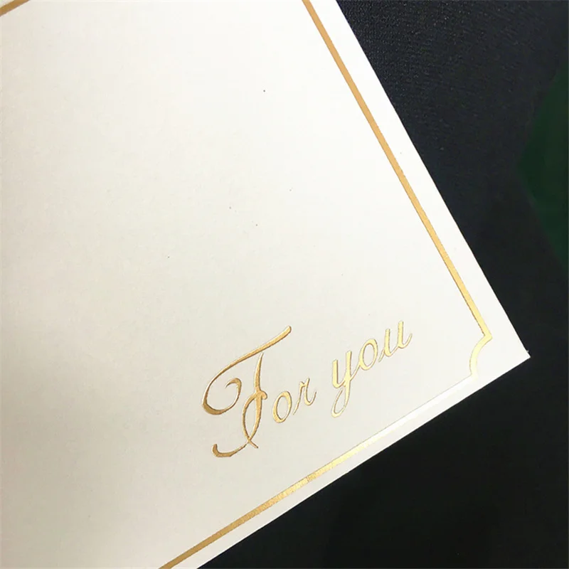 10pcs Creative Bronzing Greeting Card Wedding Valentine's Day Flower Message Blessing Card Birthday Party Decor Thank You Card