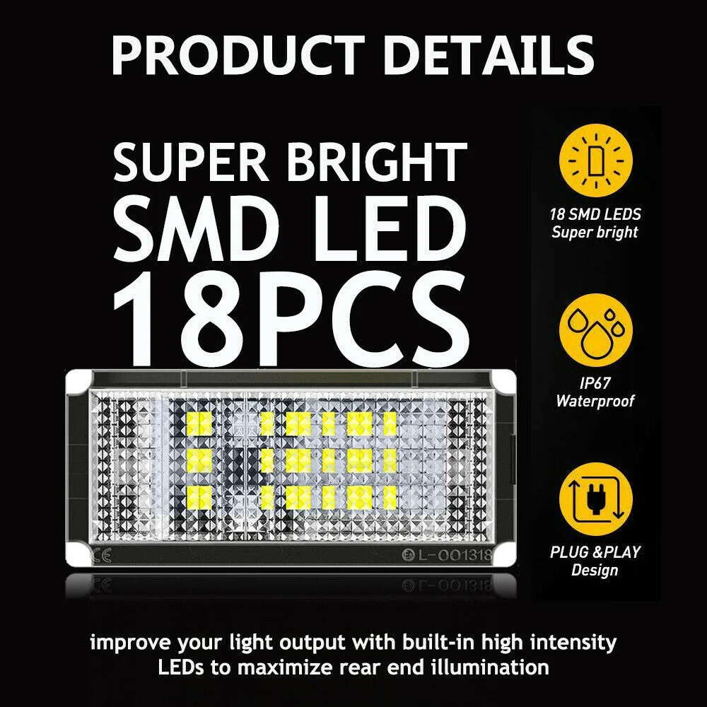 

Replacement LED License Plate Lights White 2pcs/kit 3528 SMD Error Free