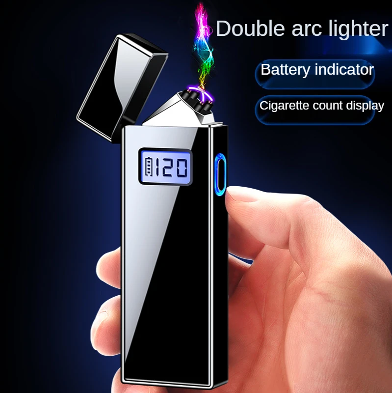 

Electric USB Lighters Dual Arc Plasma Lighter Windproof Flameless Unusual lighter for Cigarettes Smoking Gadgets For Men
