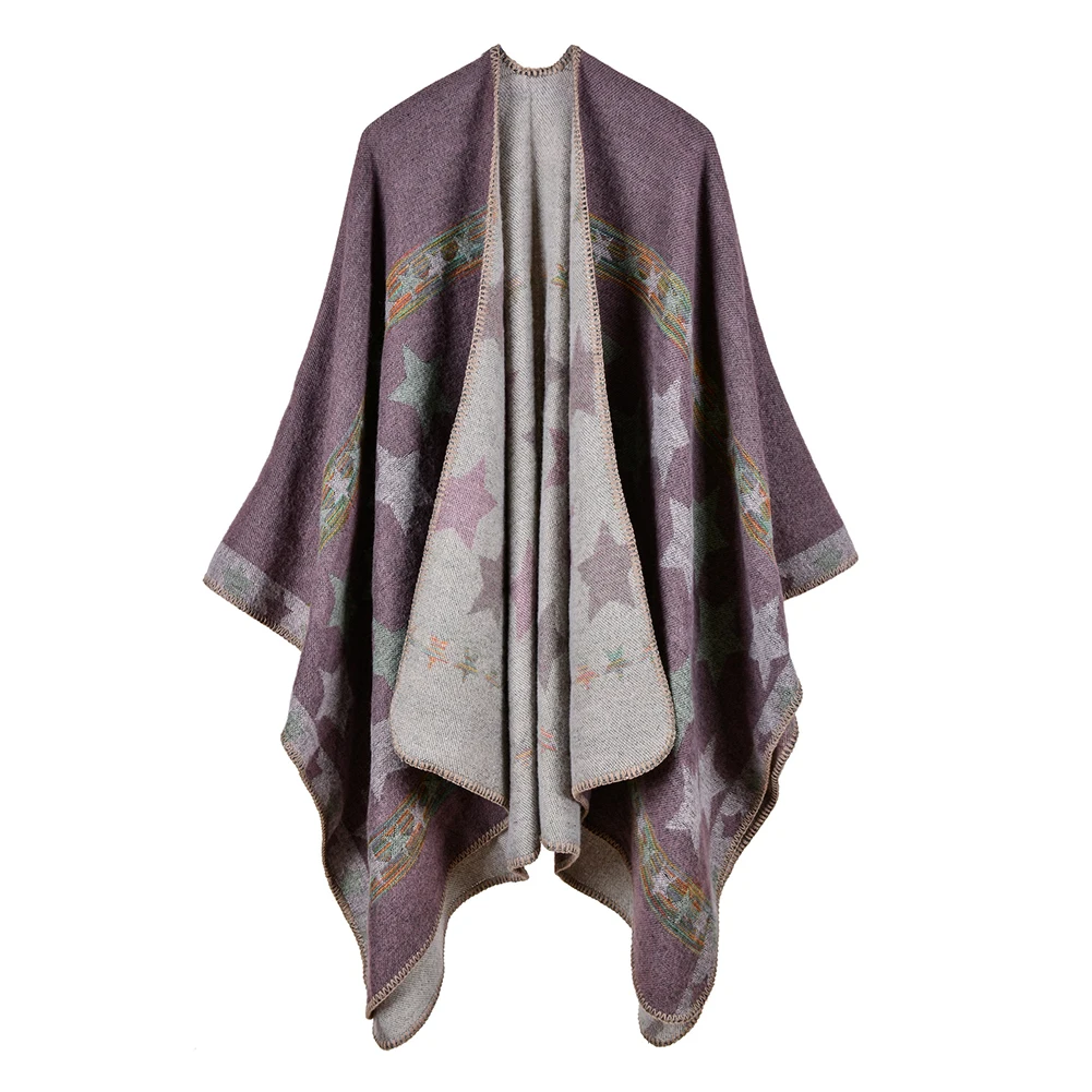 

Fashion Winter Women Multi-Function Star Color Stripes Thicken Long Wrap Shawl