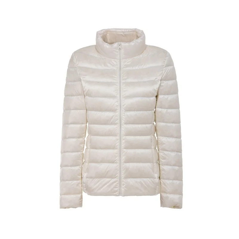 Women's Down Jacket 2022 New Short Thin Warm Slim Korean Style Female Stand Collar White Duck Down Puffer Jacket Winter Coat