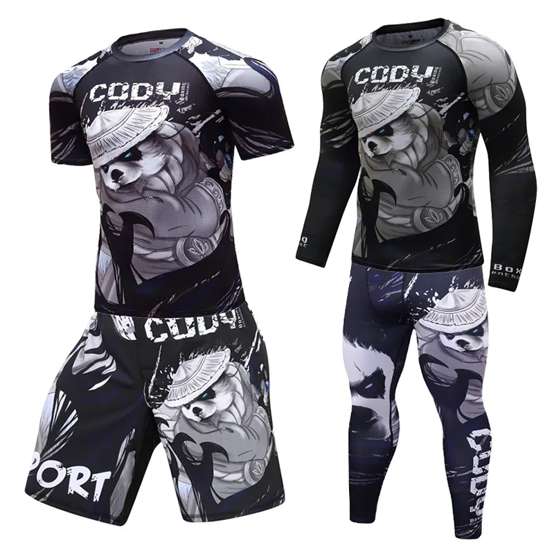 Набор мужских боксерских трикотажных футболок для MMA BJJ Rashguard Jiu Jitsu футболки