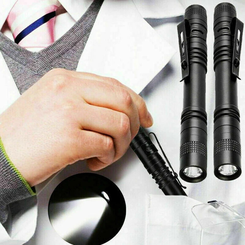 

10pcs Portable Mini LED Flashlight Pen Waterproof Clip Pocket Lamp for Home Outdoor Hiking Fishing Accessories