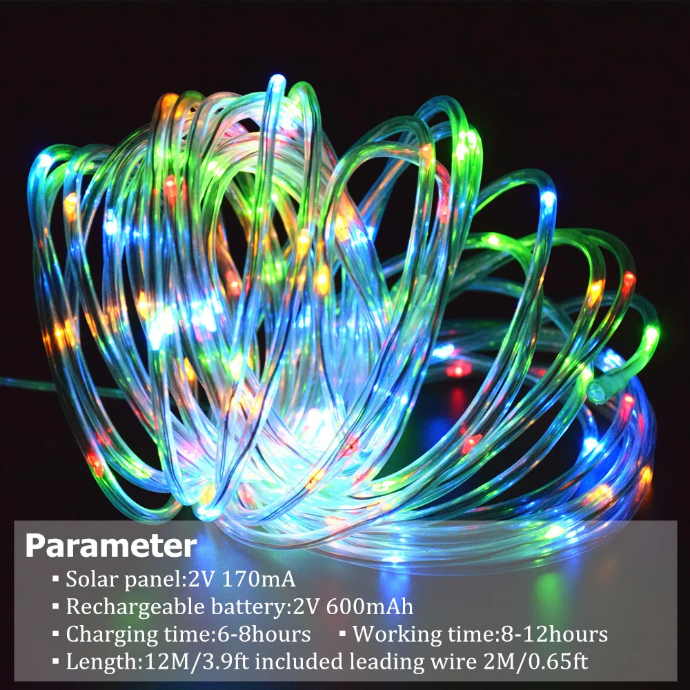 

100 светодиодный солнечный свет огни Открытый Медный провод трубки солнечного света Водонепроницаемый Фея веревка светодиодные фонари для ...