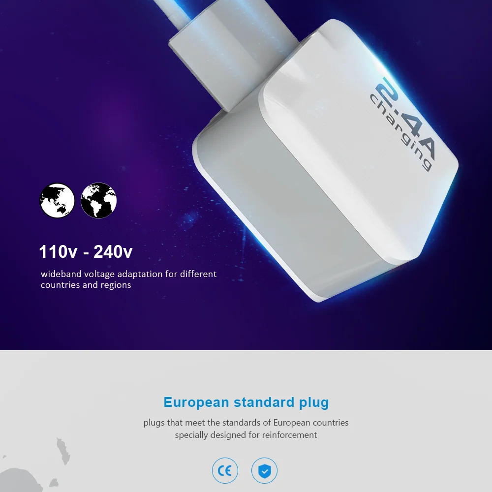 CBAOOO EU 5V 2.4A USB зарядное устройство для iPhone X 8 7 iPad быстрое настенное зарядное устройство ЕС адаптер для samsung S9 Xiaomi Mi 8 зарядное устройство для мобильного телефона