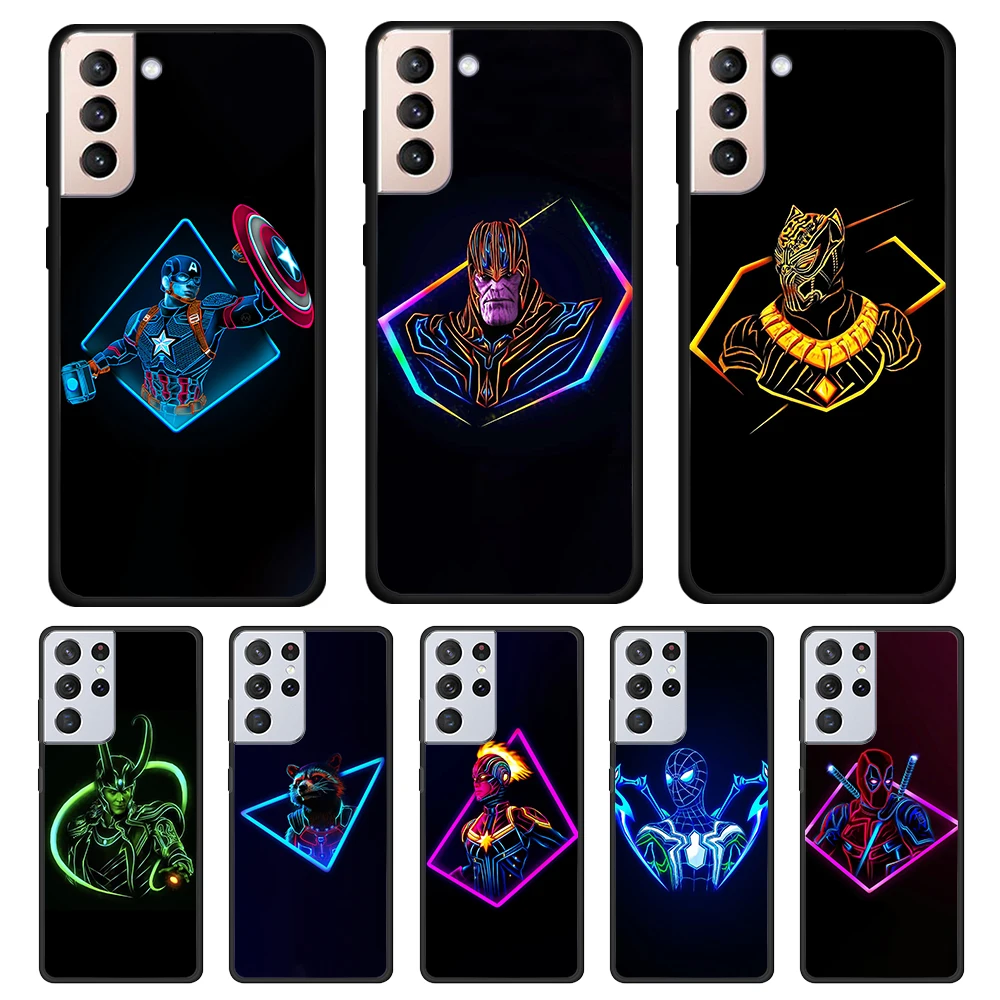 

Marvel Avengers Hero color for Samsung Galaxy S21 S20 FE Ultra Lite S10 S9 S8 S7 S6 Edge Plus Soft Black Phone Case