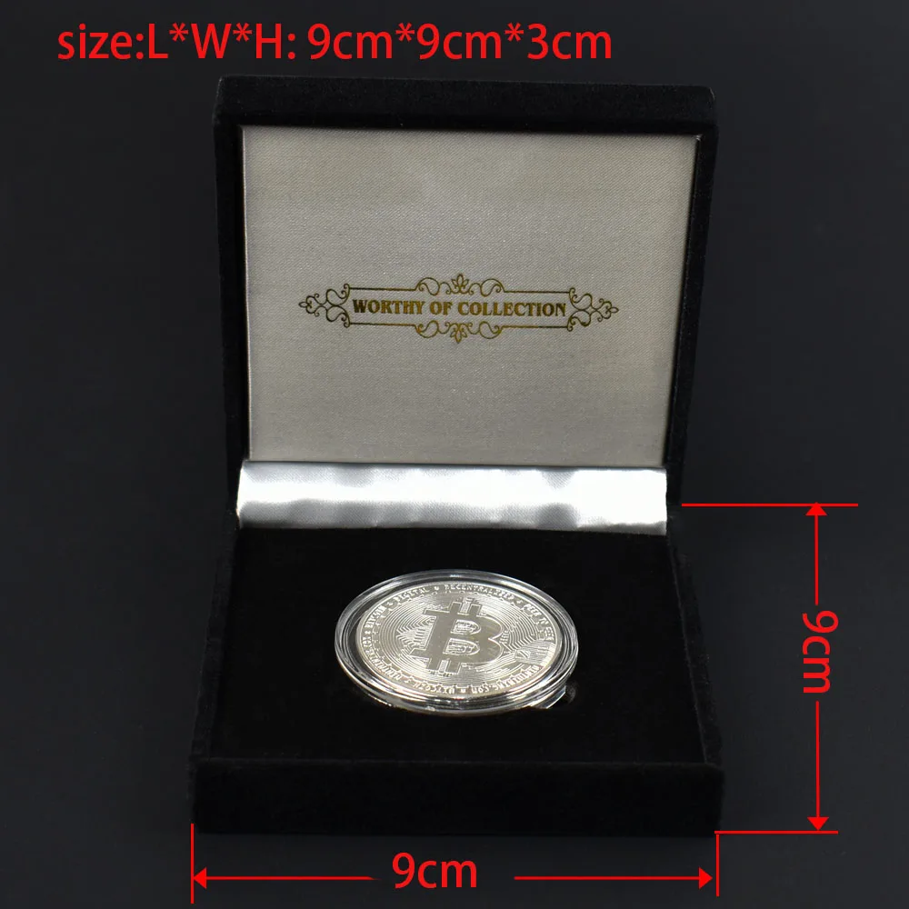 Позолоченные Горячая Распродажа Bitcoin Бит монета монеты с черной подарочной