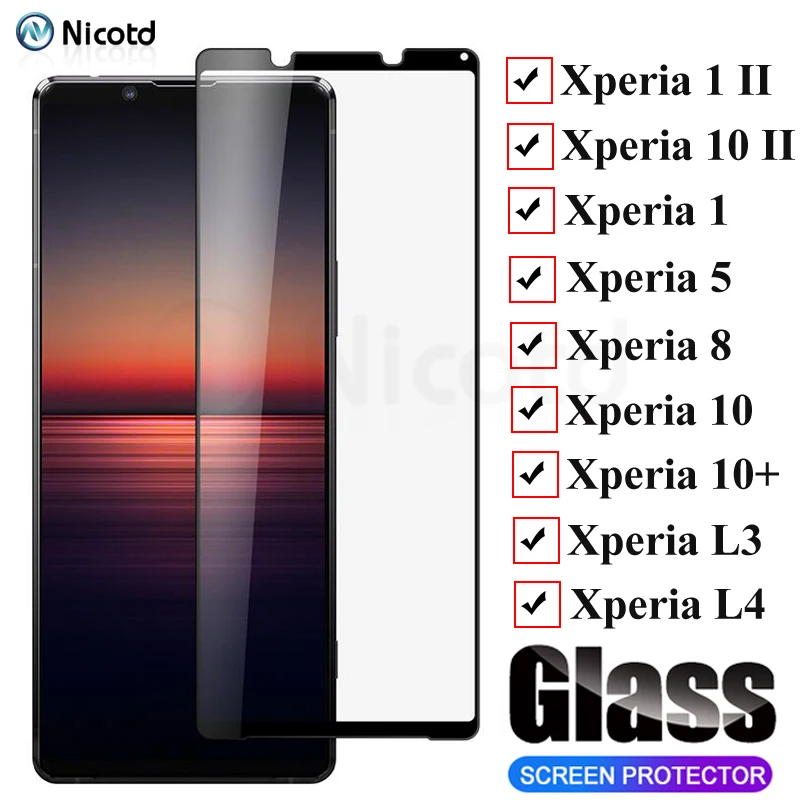 Закаленное стекло с полным покрытием для Sony Xperia 1 II 10 Plus 8 5 L3 L4 полностью