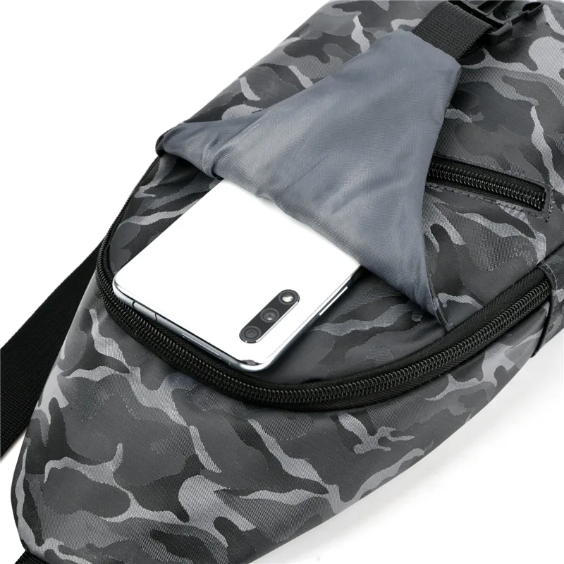 Camouflage Color USB Charging Earphone Hole Men Waist Packs Sling Bag Crossbody Sport Shoulder Chest Bags Messenger Fanny Packs