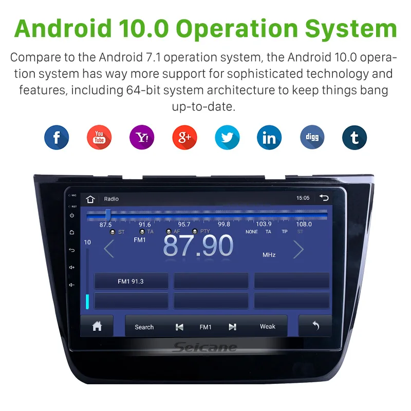 Автомагнитола Seicane 10 1 дюйма Android 0 2 + 32 ГБ GPS QLED для 2017 2018 2019 2020 MG-ZS навигационная