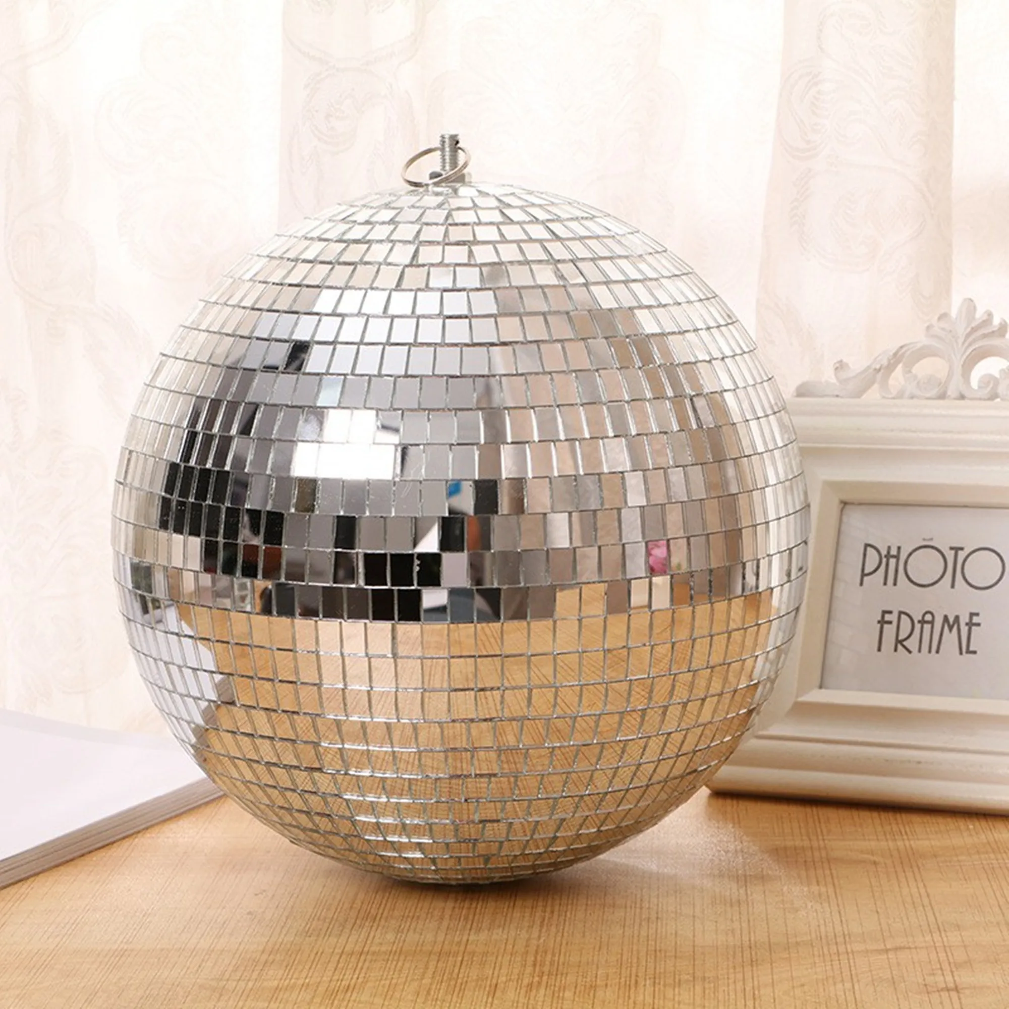 

1pcs Diameter 20cm Mirror Ball Reflective Decorative Ball Bar Disco Ball Wedding Glass Ball Cake Decoration white