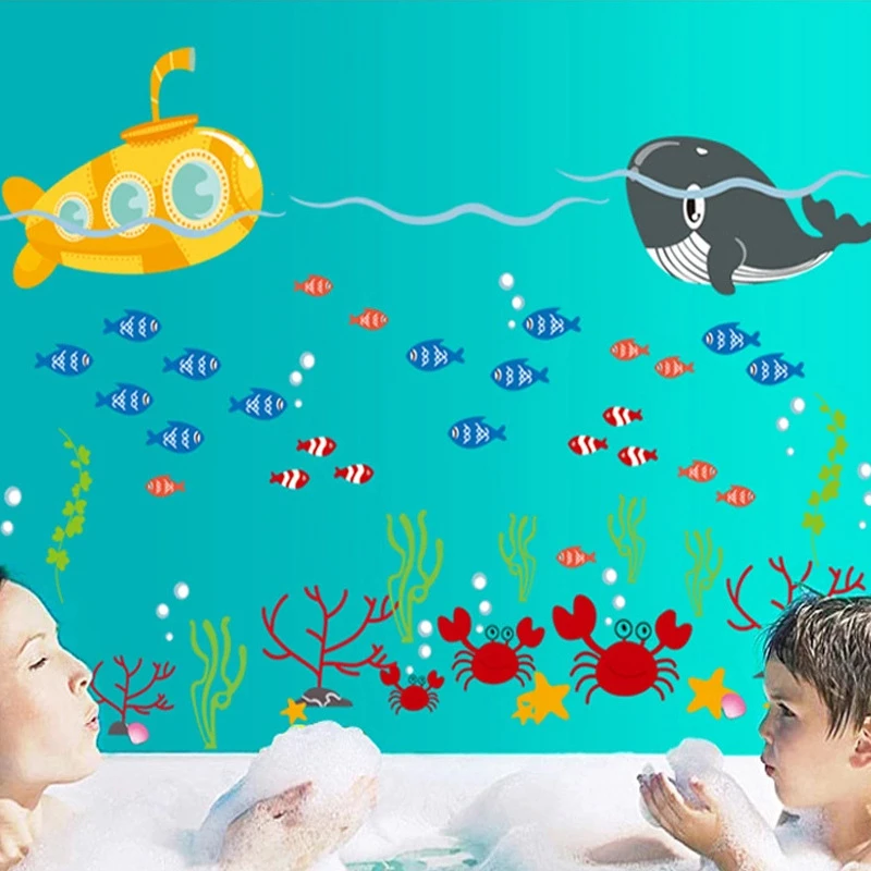 Мультяшная Милая морская подводная лодка КИТ DIY Съемные наклейки на стену для