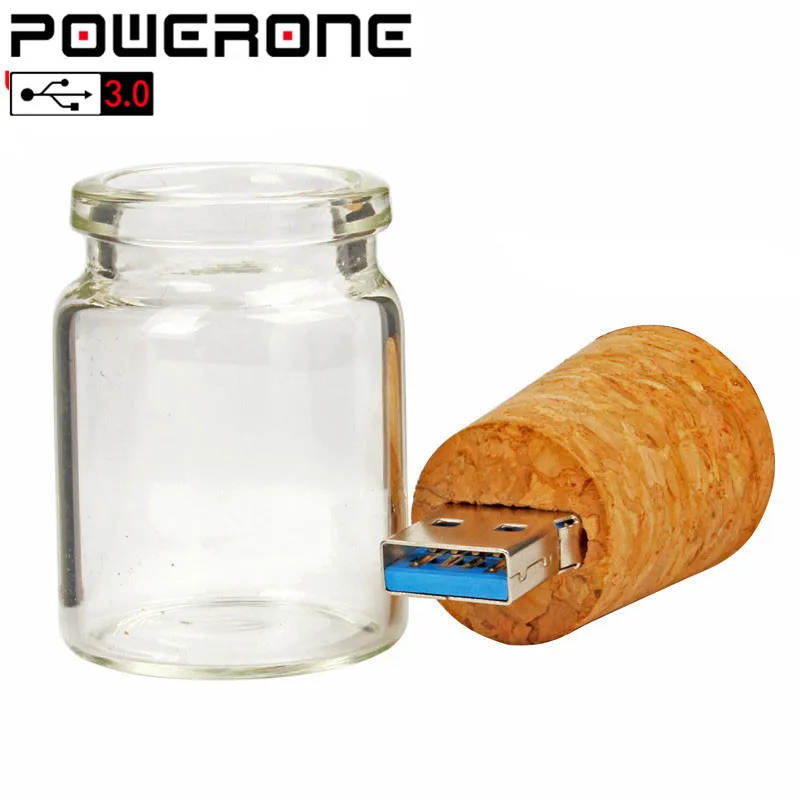 PWERONE USB 3 0 стеклянная дрифтерная бутылка с пробковым флеш накопителем Флешка 4 ГБ 16
