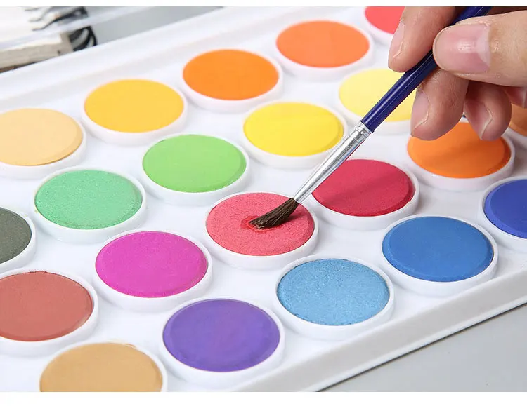 12/16/18/28/36 color solid gouache watercolor powder paint set with water brush pen portable watercolor paint drawing