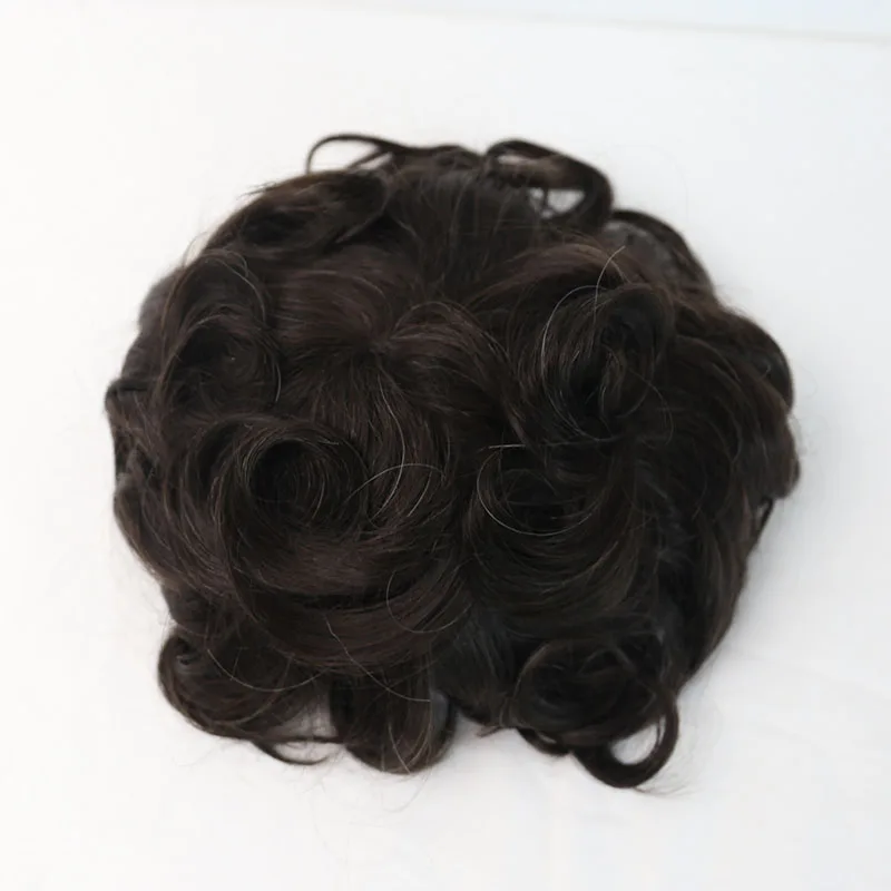 Hair Toupee Men Human Hair Natural Looking 100% European Hair Toupee PU Replacement System 210# Color VenVee Remy Hair