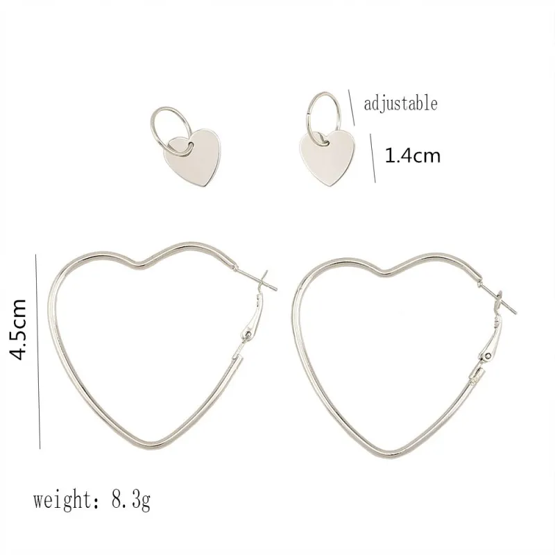 

Doppel Herz Hoop Ohrringe frauen Geometrische Ohrringe Weiblichen Schmuck Ohrringe