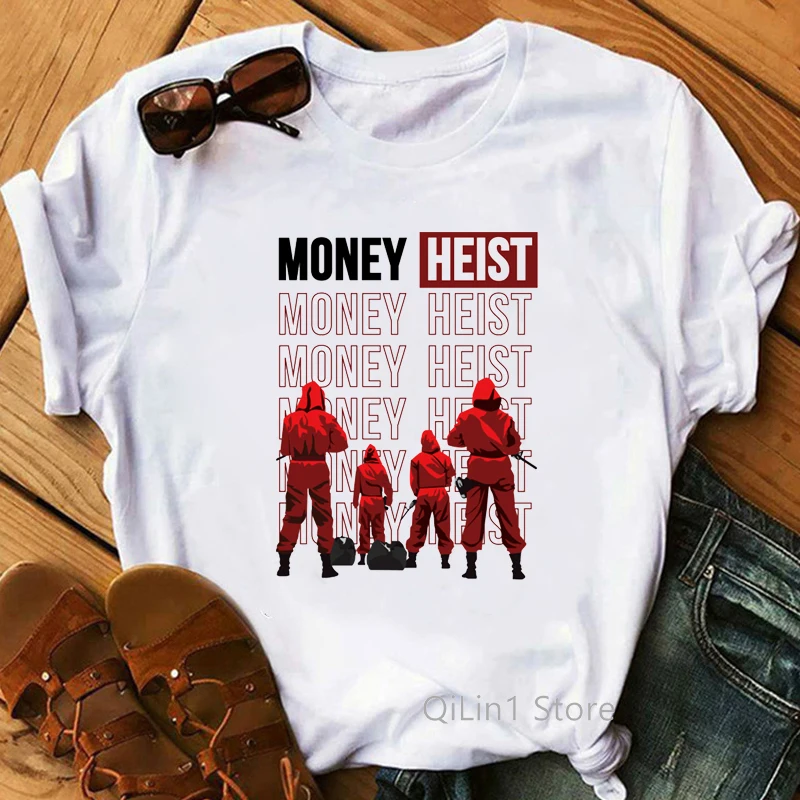 

Money Heist Graphic Print T-Shirt Women La Casa De Papel Tshirt Femme Harajuku Kawaii Clothes House Of Paper T Shirt Female