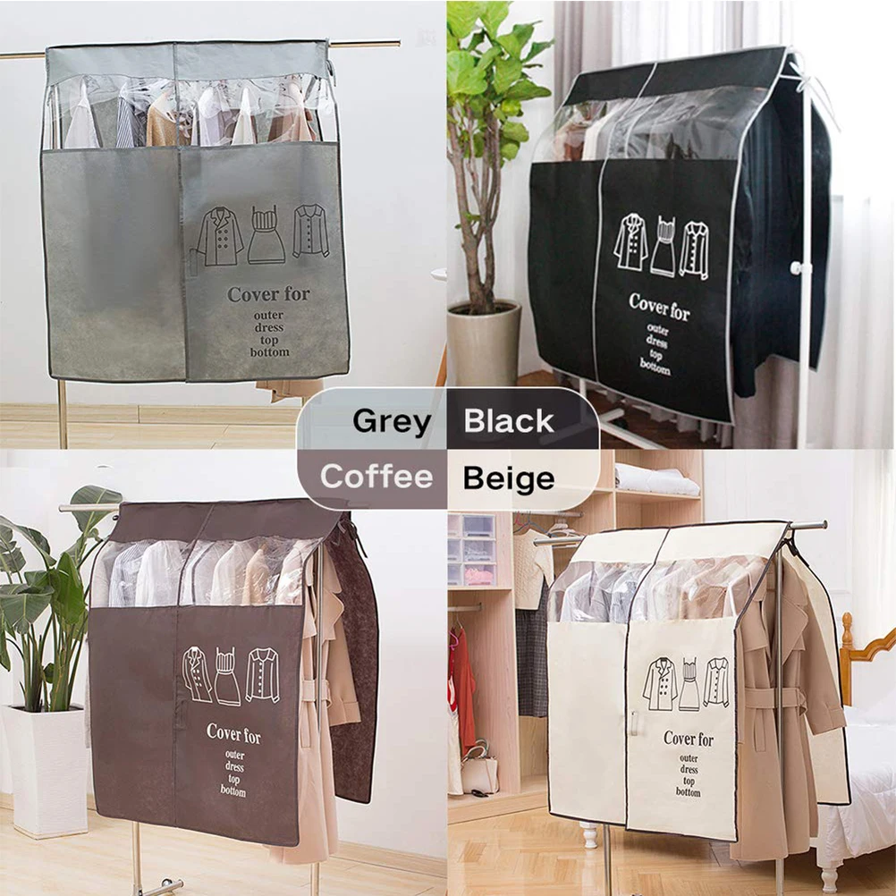 

Non-woven Fabric Clothing Dustproof Covers Home Dust Cover Wardrobe Hanger with clear window clothes protector home decor