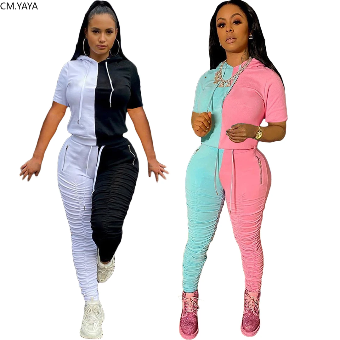 Женский спортивный костюм с рюшами комплект из двух предметов Лоскутная