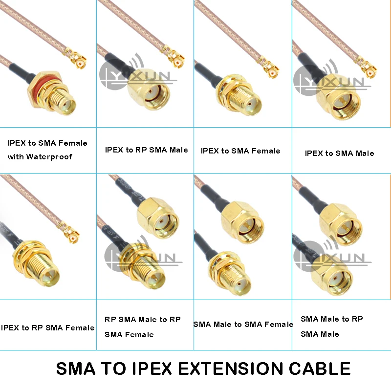 SMA to IPEX adapter cable uFL/u.FL/IPX/IPEX UFL to SMA female RF pigtail connecting cable antenna extension cable RG178 20cm