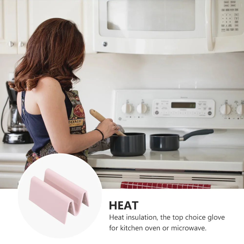 

2pcs Thickened Glove Microwave Oven Glove Silicone Heat-proof Mitten for Cooking Baking Kitchen Home )