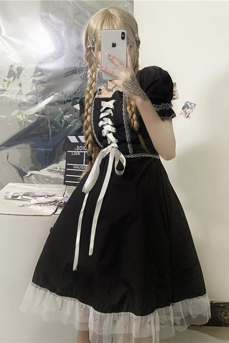 

French dress female 2021 new summer ins stitching lace niche lace waist slimming skirt tide