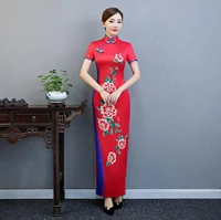womens improved version oversized daily cheongsam dress chinese style retro printing stitching elegant qipao