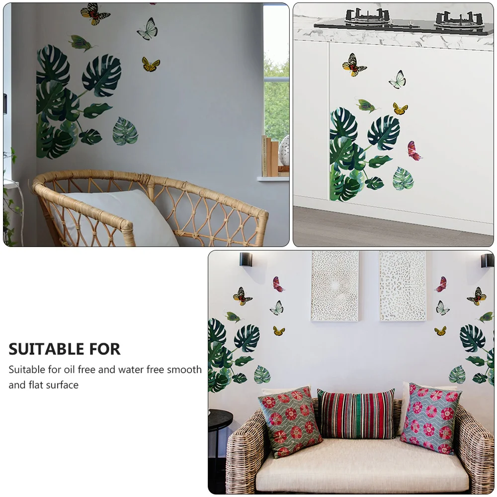 

2 Sheets DIY Banana Leaves Wall Sticker Background Plant Wall Art Stickers