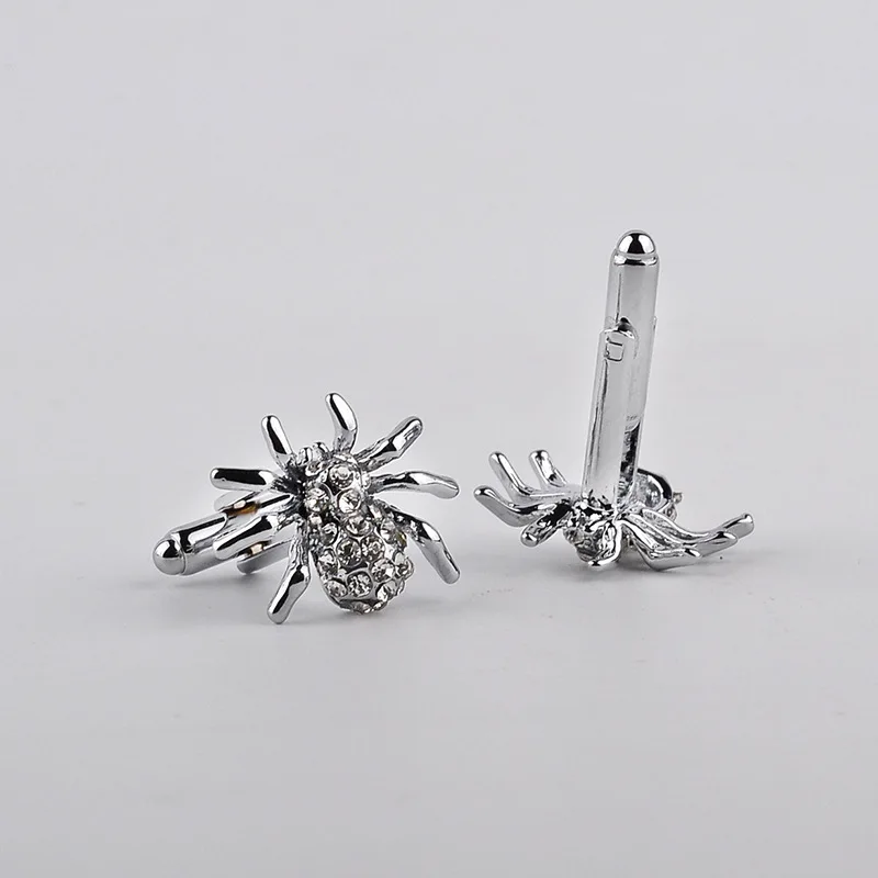 Мужские французские запонки Стразы в виде насекомого паука роскошные для
