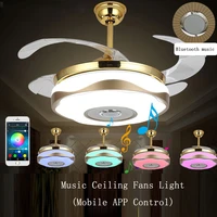 bluetooth led double ring lamp ceiling fan remote control music lamp for free delivery in childrens room and restaurant