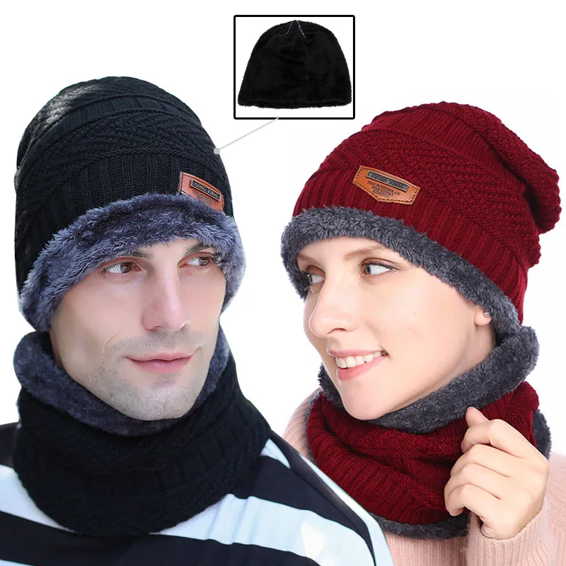 2 вeщи лыжный шапка и шарф на холодную погоду Кожаная зимняя женская для мужчин