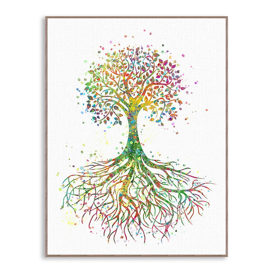 Fuwatacchi 3 шт. картина маслом красочные деревья листья корень настенные