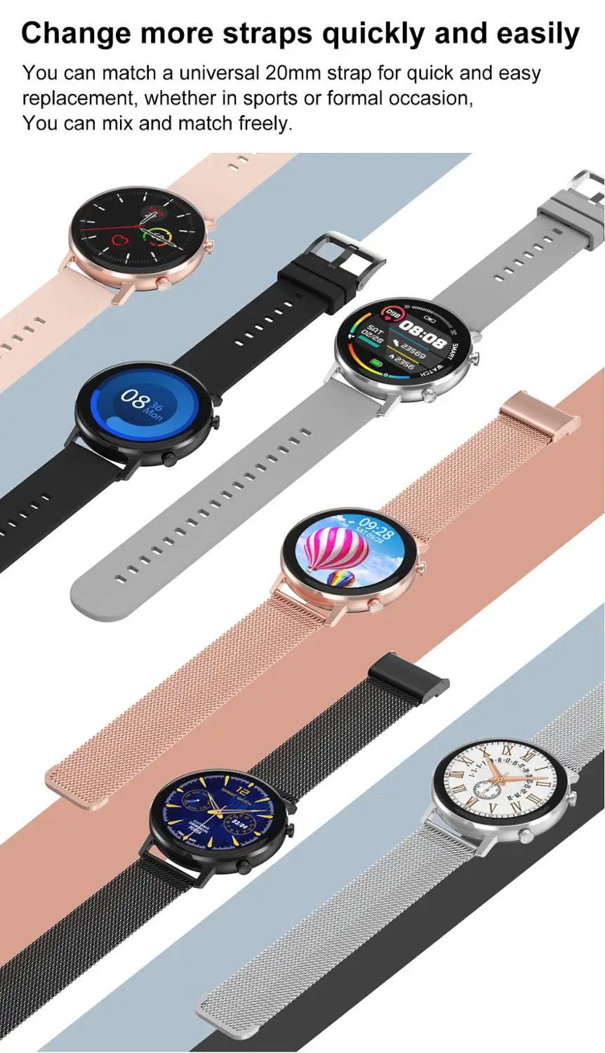 

Geartronics DT96 Smart Watch Women Full Touch Screen IP67 waterproof Resolution Heart Rate Blood Pressure Oxygen for Android IOS