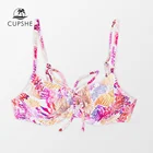 CUPSHE бикини на косточках с коралловым принтом и оборками, только для женщин, сексуальный пуш-ап, на шнуровке, топ на бретелях, 2022, пляжный раздельный купальник, бюстгальтер, Топ