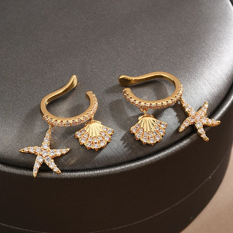 Модные серьги морские элементы золотого Цвета Морская звезда Ракушки Серьги Zricon