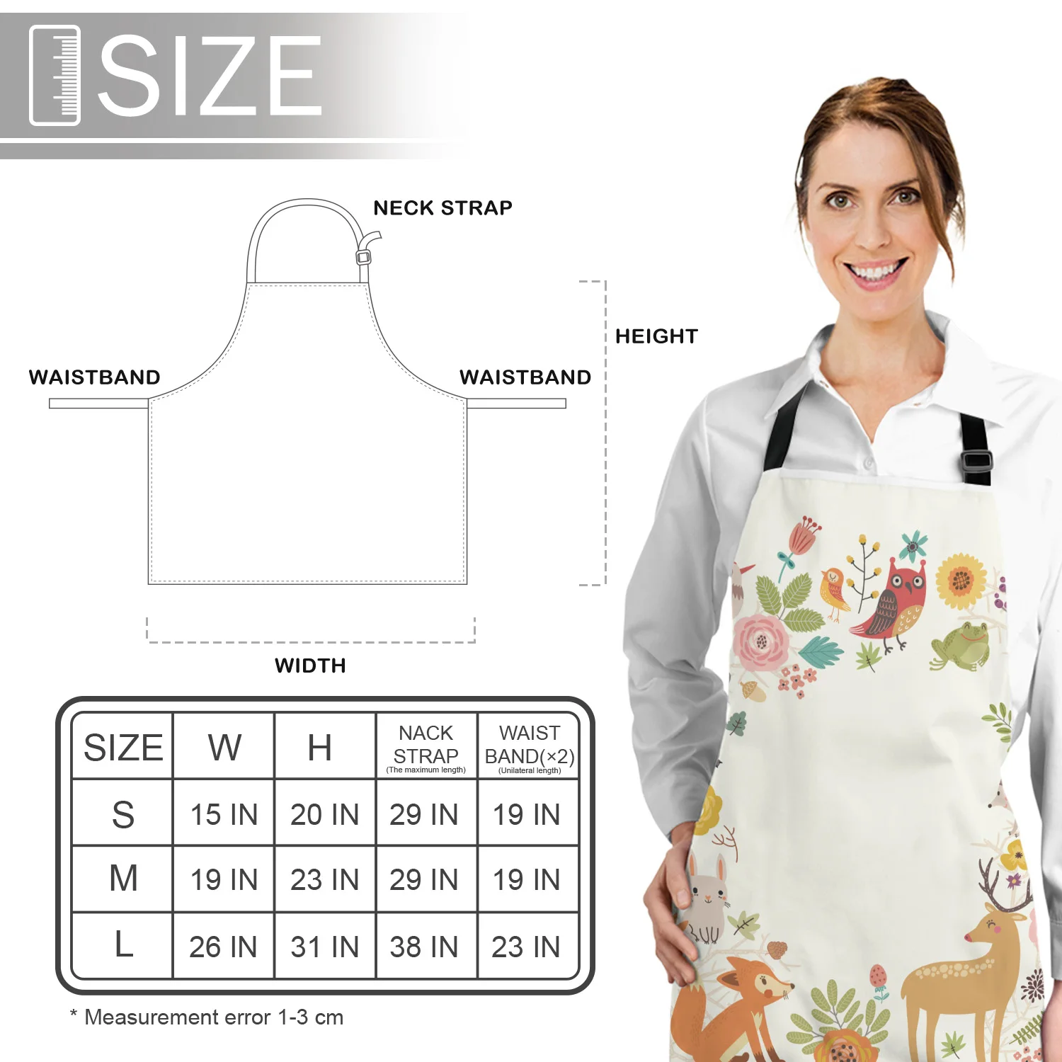 Кухонный Фартук животный венок мультяшный олень лиса белка регулируемый