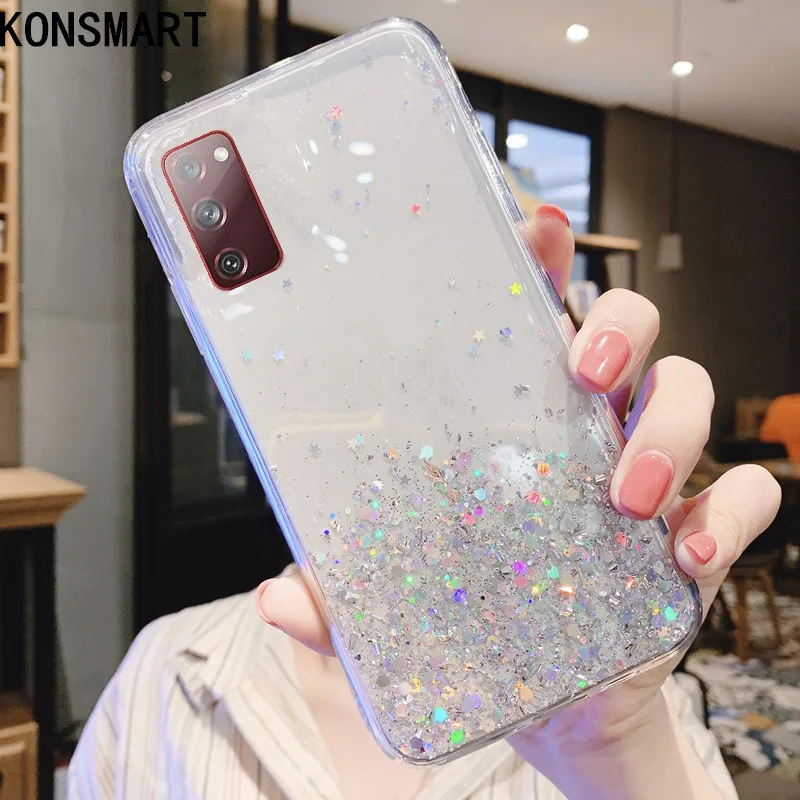 

KONSMART Case For Samsung S20 FE 2020 Luxury Clear Phone Cases For Samsung Galaxy S20 FE Cute Glitter Silicone Soft Back Cover