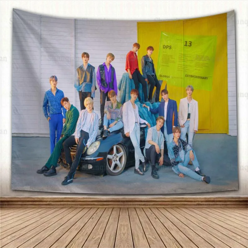

Custom SEVENTEEN Tapestry Eco-Friendly HD Print Background Cloth Bedroom Wall Hanging Tapestries Decor Washable Not Fade 0512