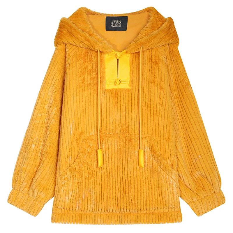 Возможно у женские желтые шерстяные толстовки с капюшоном карманами пуговицами